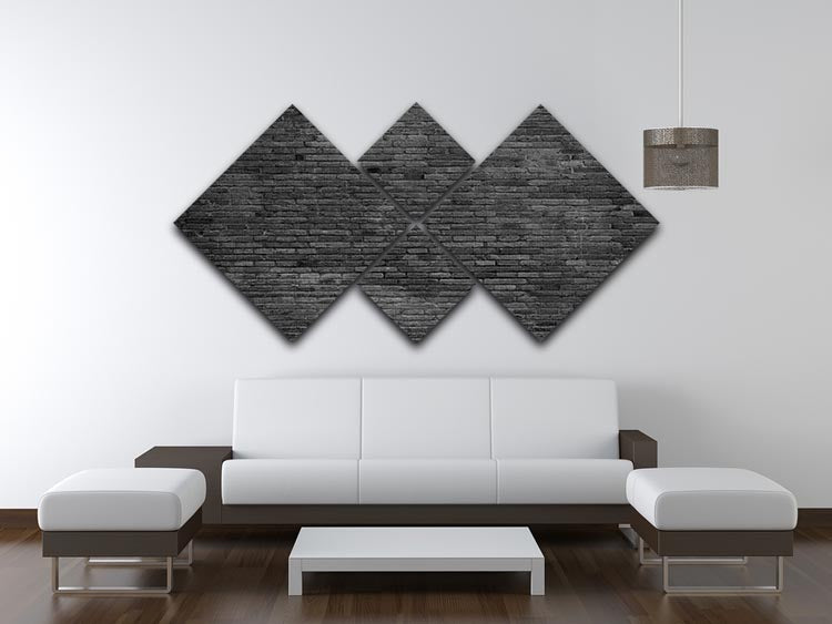 A stylish 4-square multi-panel canvas featuring a black painted brick design, perfect for modern home decor.