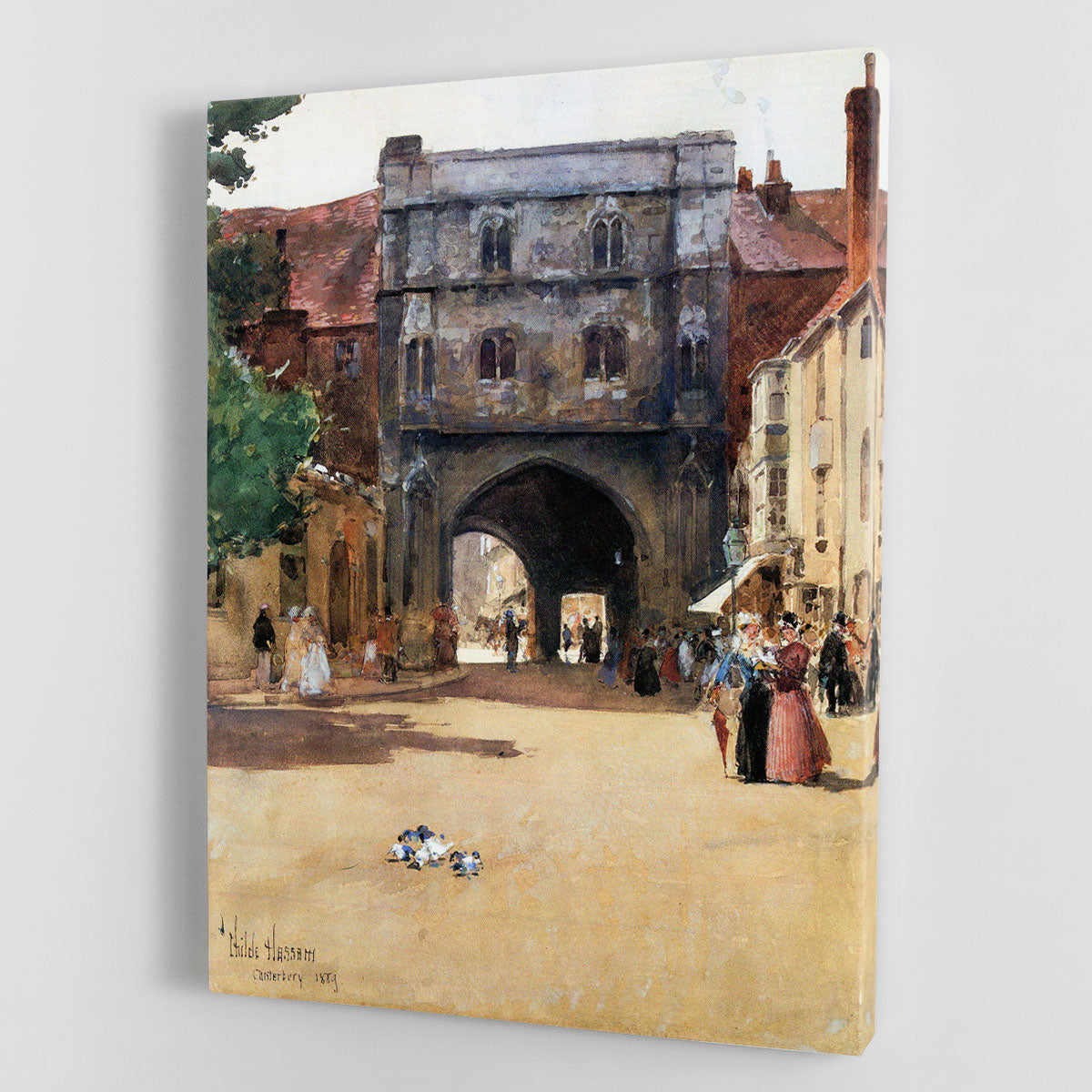 Canvas print of Passage in Canterbury by Hassam, showcasing vibrant colors and intricate details in a serene passageway scene.
