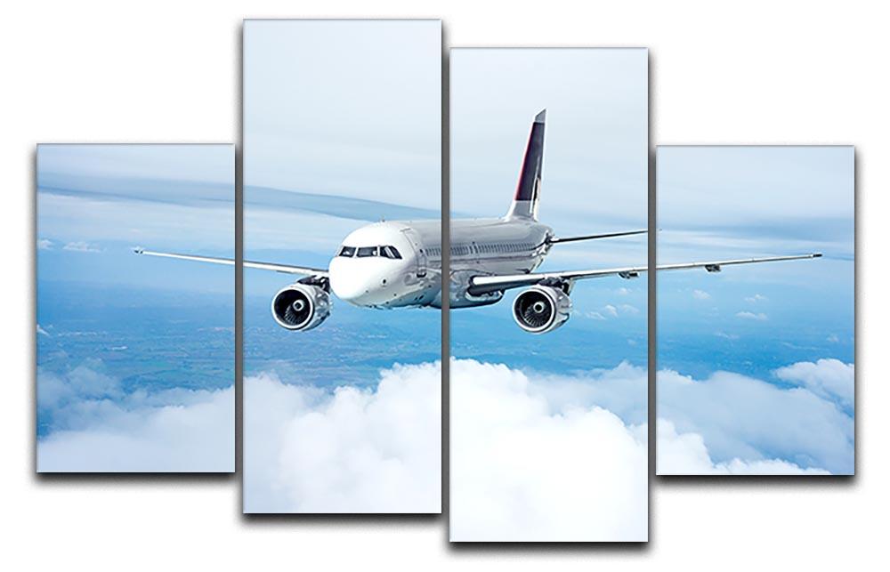 Passenger Airliner 4 Split Panel Canvas artwork featuring a dynamic aviation theme, divided into four equal sections for a modern display.