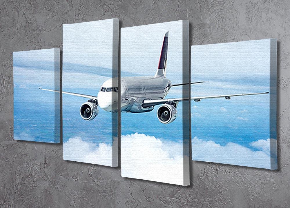 Passenger Airliner 4 Split Panel Canvas artwork featuring a dynamic aviation theme, divided into four equal sections for a modern display.