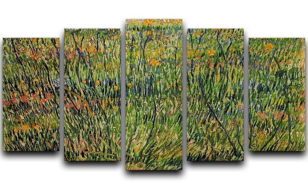 Pasture in Bloom by Van Gogh, a 5-split canvas artwork showcasing vibrant colors and intricate details across five panels.