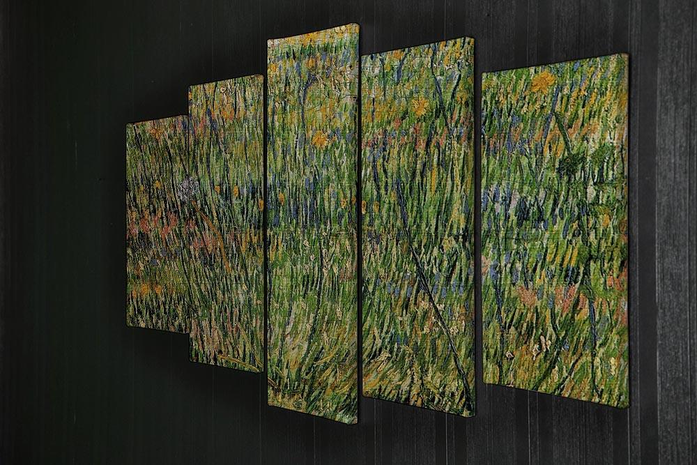 Pasture in Bloom by Van Gogh, a 5-split canvas artwork showcasing vibrant colors and intricate details across five panels.