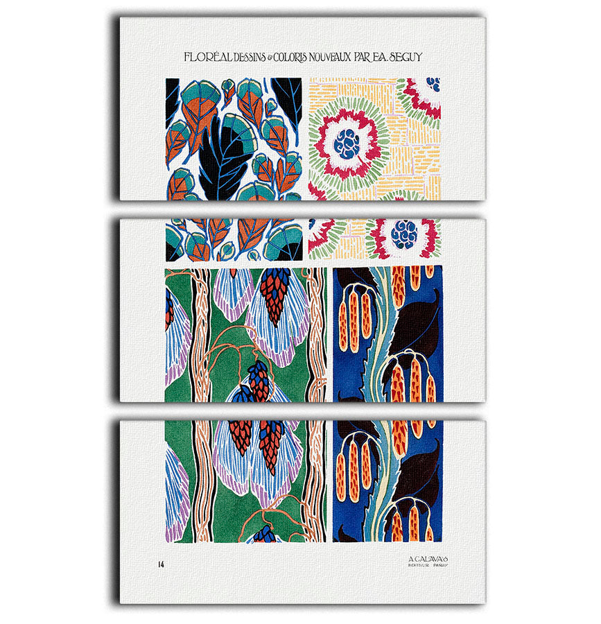 Pattern 14 3 Split Panel Canvas Print showcasing vibrant colors and intricate design, perfect for home decor.