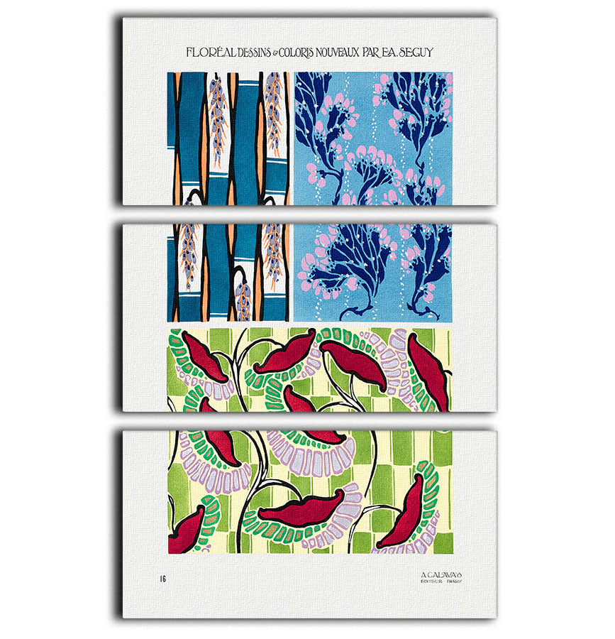 Pattern 16 3 Split Panel Canvas Print featuring vibrant colors and modern design, ideal for home or office decor.