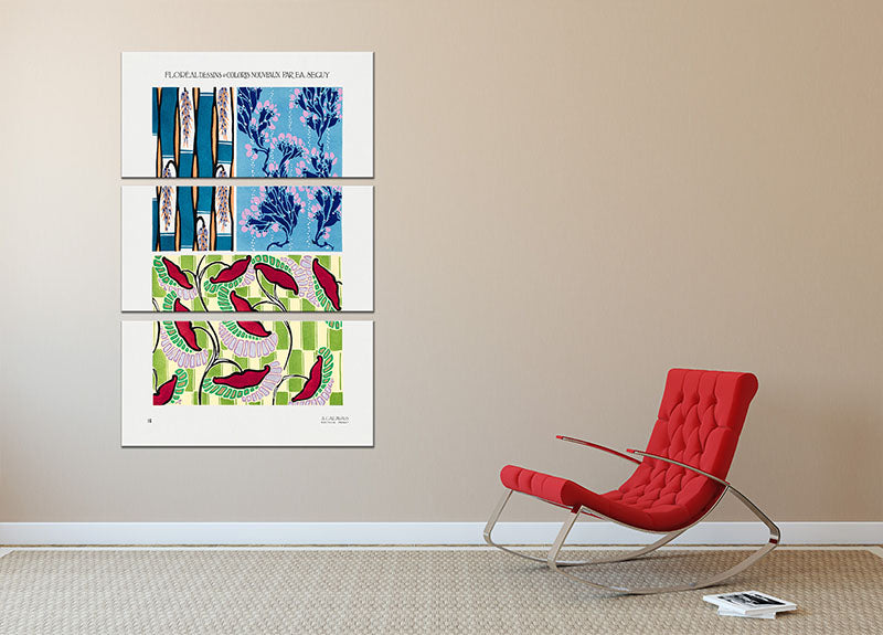 Pattern 16 3 Split Panel Canvas Print featuring vibrant colors and modern design, ideal for home or office decor.