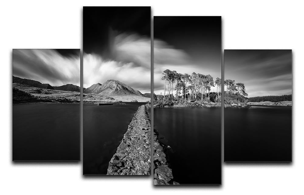 Path To Paradise 4 Split Panel Canvas artwork featuring vibrant colors and a dynamic design, divided into four equal sections.