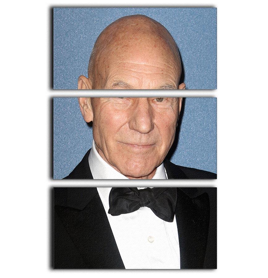 A sophisticated 3-panel canvas print featuring Patrick Stewart in a bow tie, showcasing elegance and style.