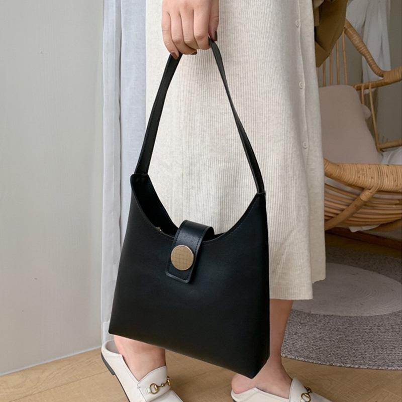 PB0010 Fashion PU Leather One Shoulder Bag in khaki, black, and brown, showcasing its stylish design and functional features.