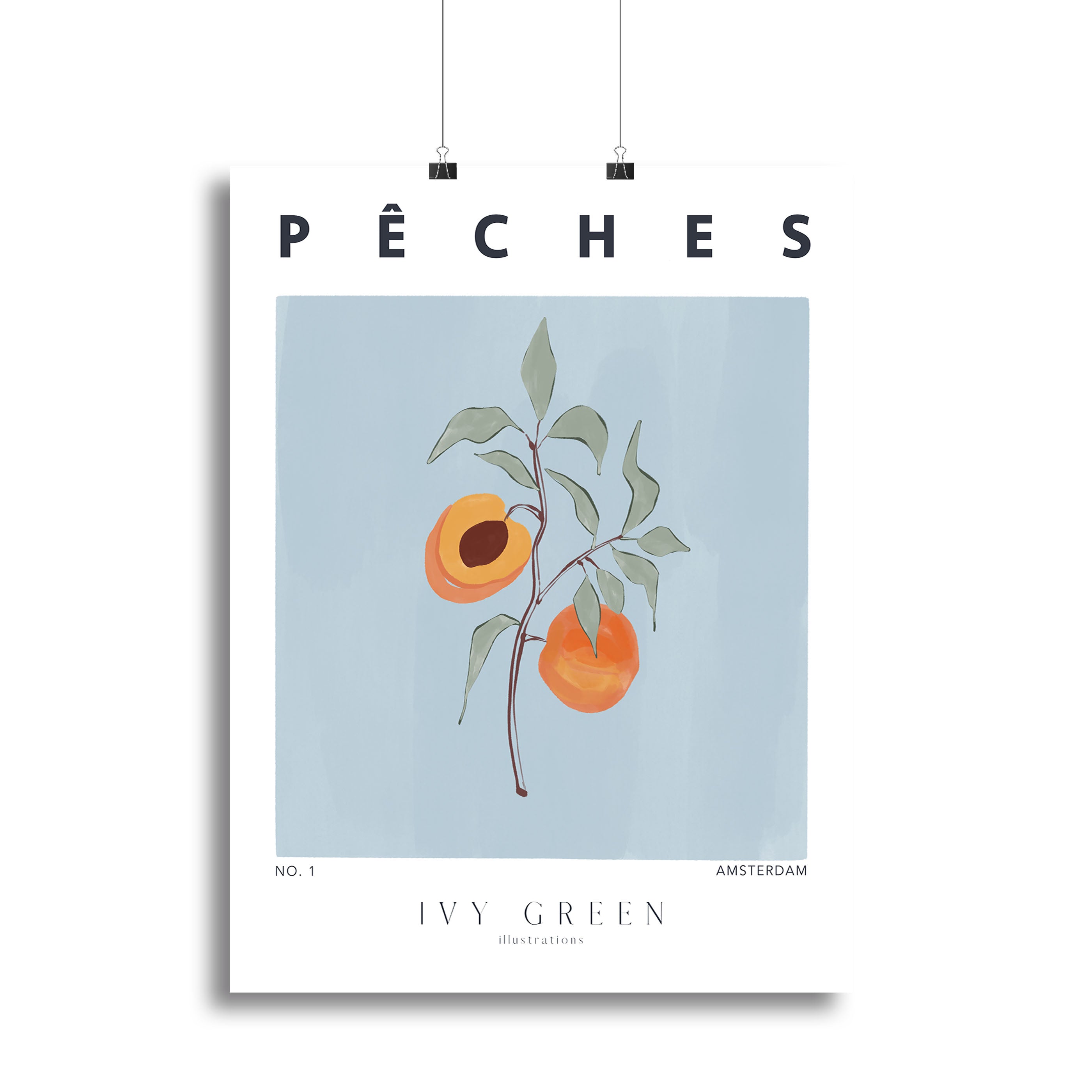 A vibrant canvas print featuring ripe peaches on a soft background, perfect for home decor.
