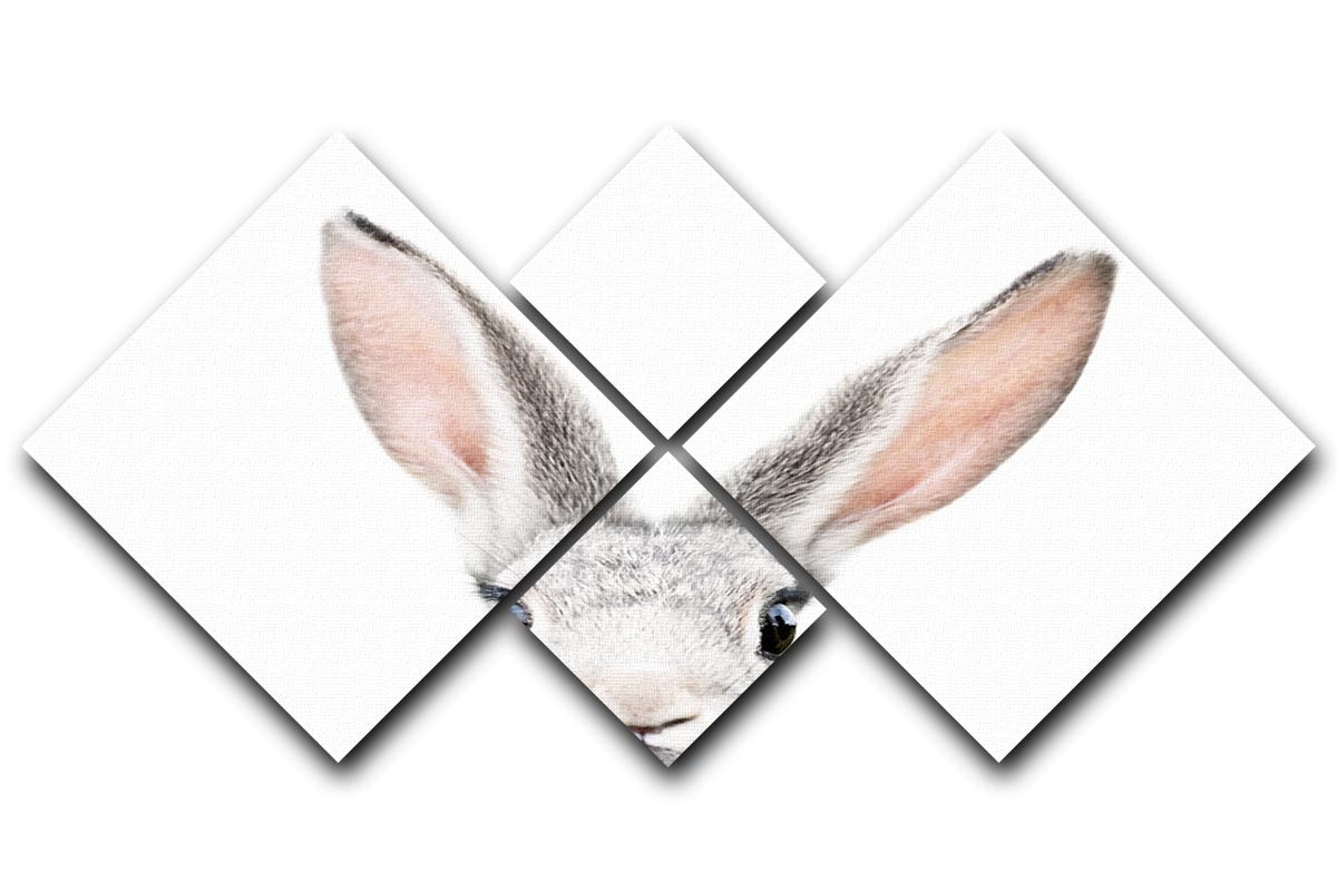 Peeking Bunny 4 Square Multi Panel Canvas featuring a charming bunny design across four panels.