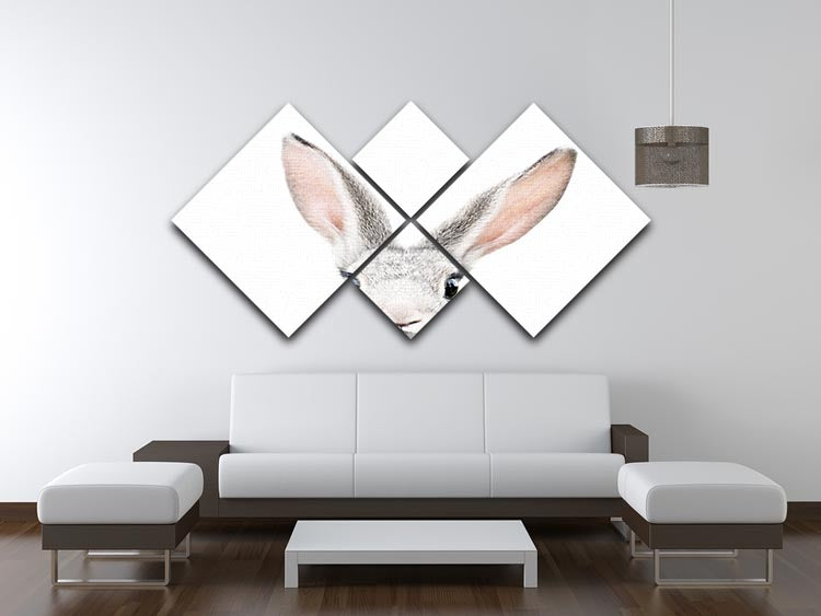 Peeking Bunny 4 Square Multi Panel Canvas featuring a charming bunny design across four panels.