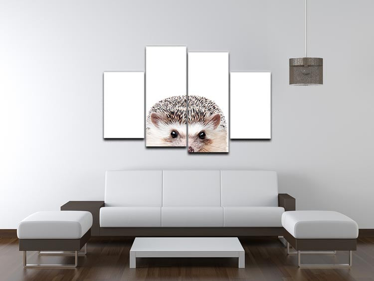 A charming 4-split canvas artwork featuring a hedgehog peeking out, creating a whimsical and dynamic visual effect.