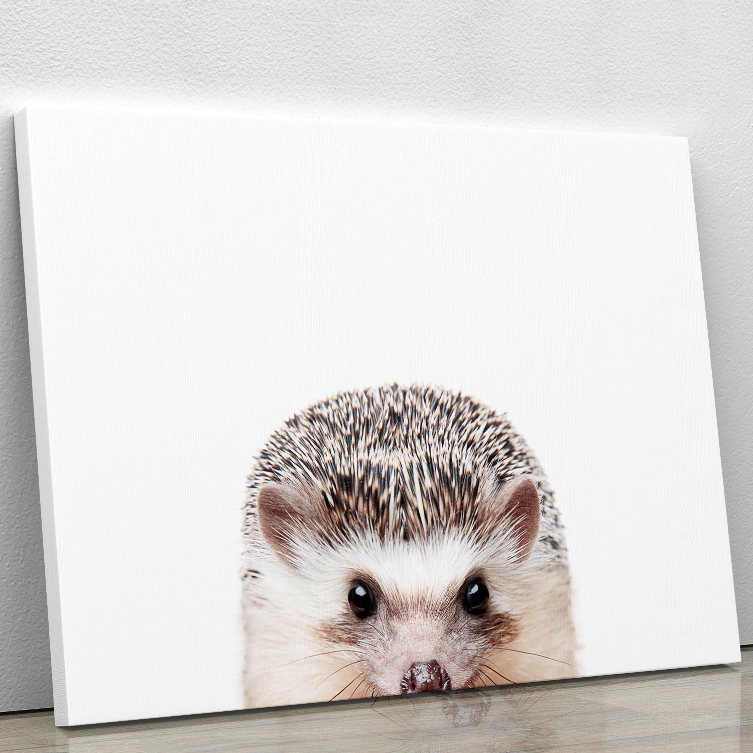 Peeking Hedgehog Canvas Print featuring a cute hedgehog design, perfect for home decor.