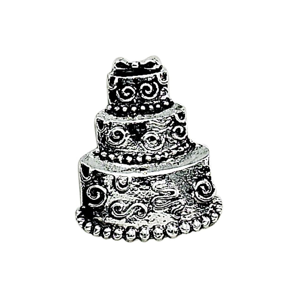 Peel & Press Wedding Cake Icon, 1x1 inch, featuring a non-tarnish metal finish, perfect for decorating cakes and other flat surfaces.