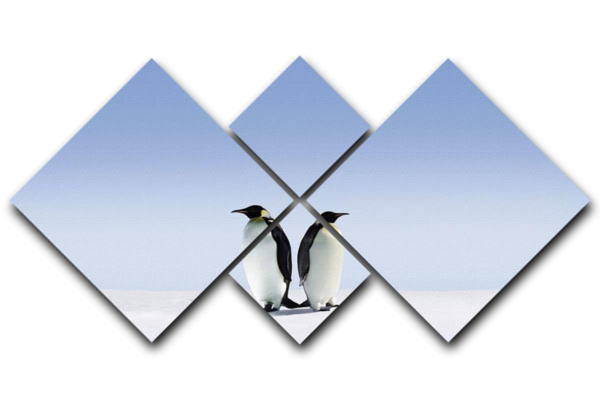 4 Square Multi Panel Canvas featuring whimsical penguins in a playful design, perfect for home decor.