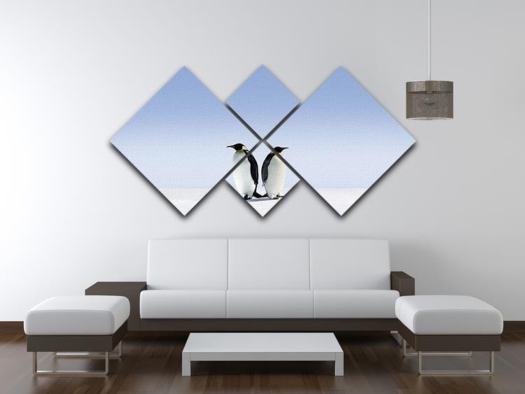 4 Square Multi Panel Canvas featuring whimsical penguins in a playful design, perfect for home decor.
