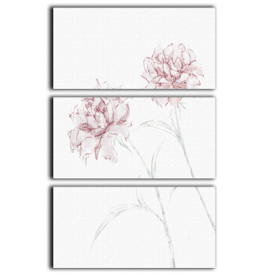 Peony 03 3 Split Panel Canvas Print featuring vibrant floral design across three panels.