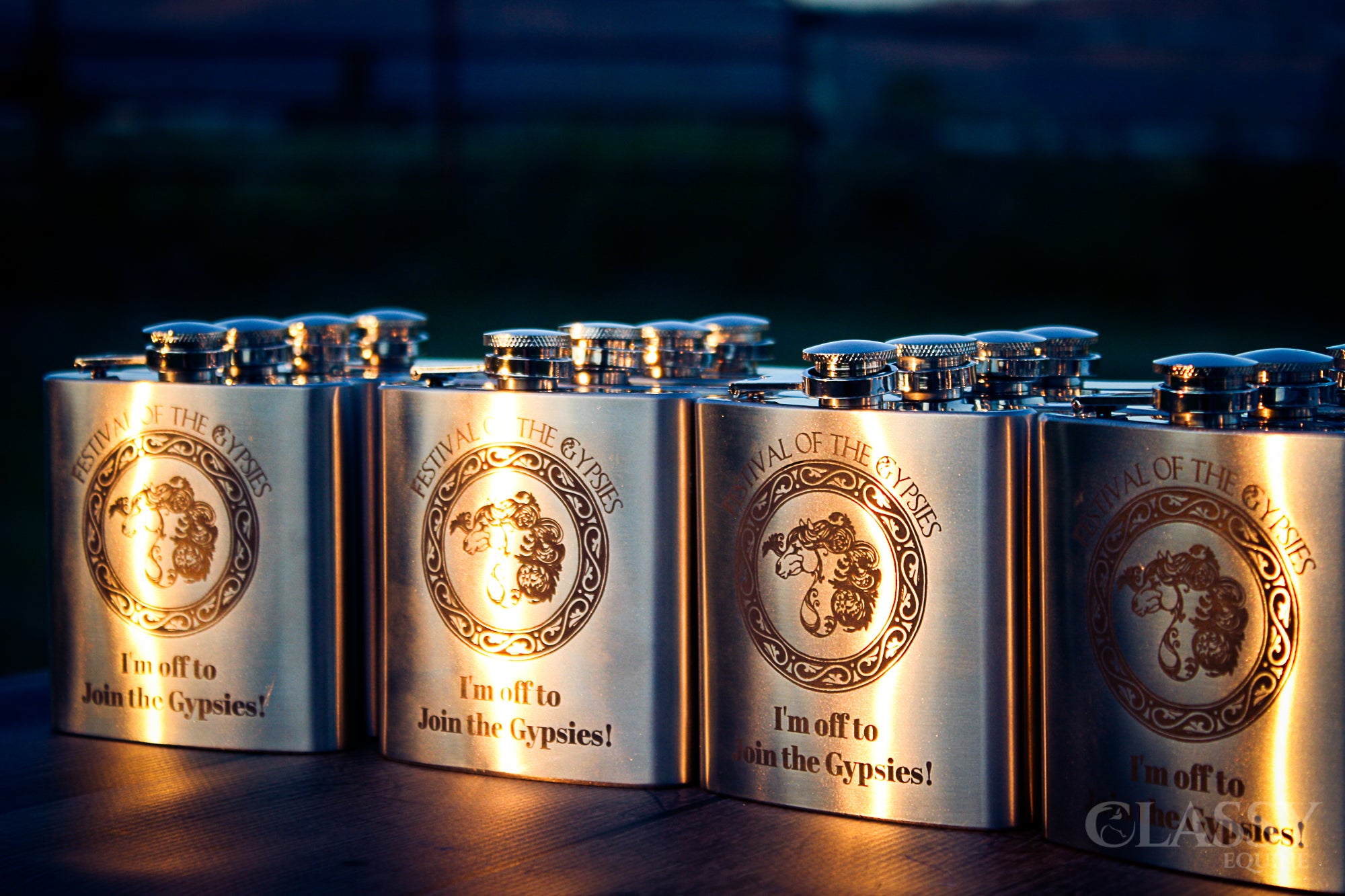 Personalized stainless steel 6 oz hip flask with custom engraving options, showcasing a sleek design and compact size.