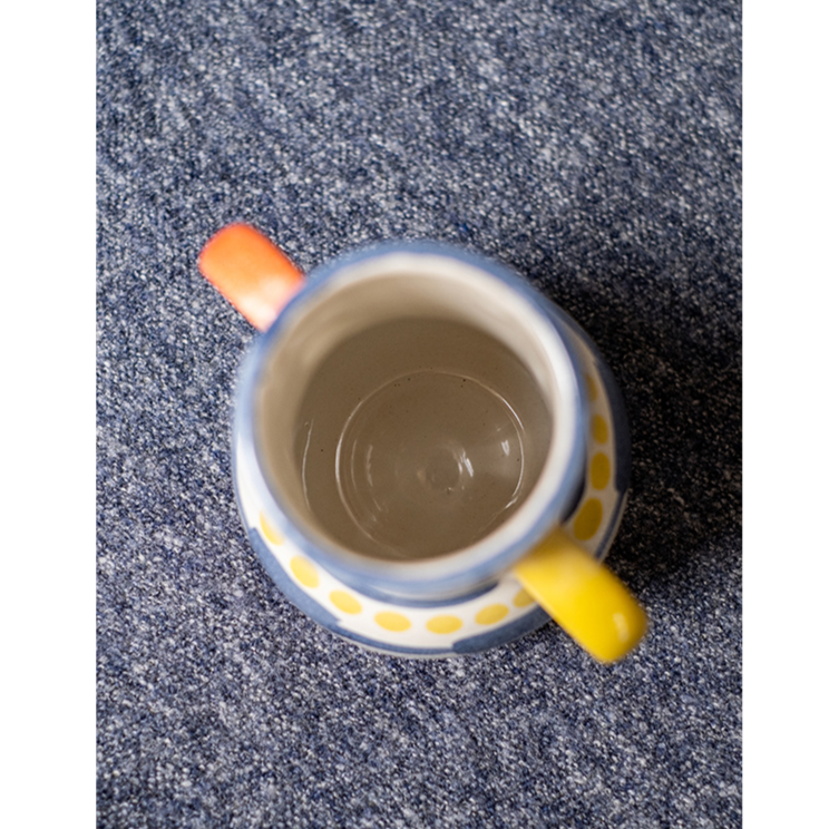 A beautifully handcrafted Picasso Ceramic Art Table Vase with handles, showcasing a vibrant multi-color glazed finish.