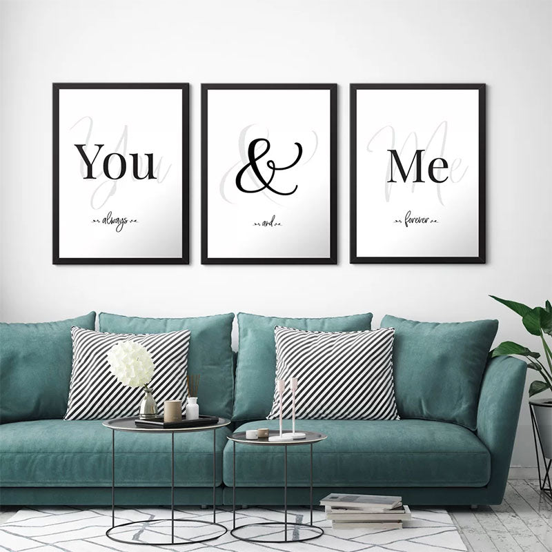 Three-piece framed artwork set titled TOGETHER, dimensions 35x45x2 cm each, showcasing vibrant colors and high-quality printing.