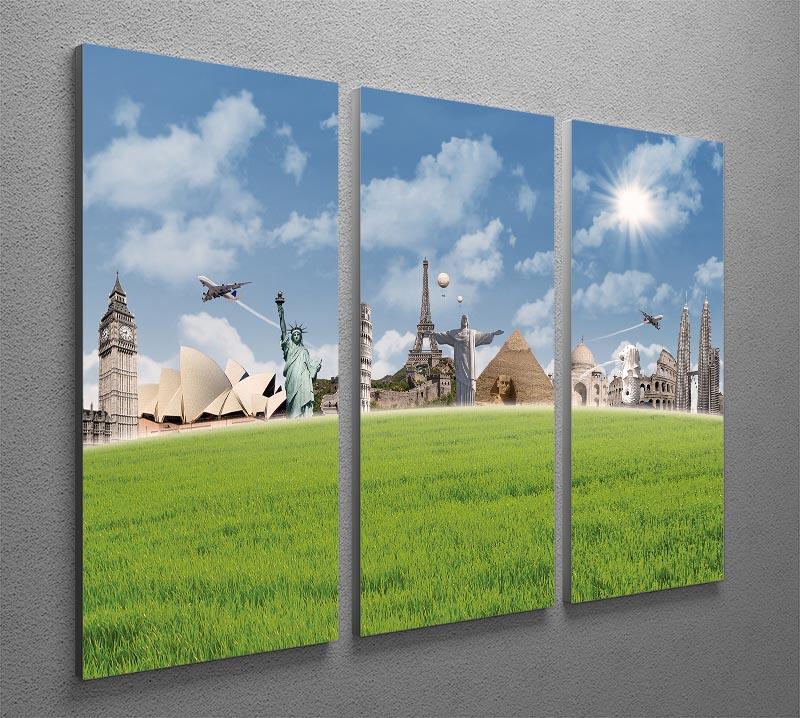 A stunning 3-panel canvas print showcasing various landmarks, enhancing interior decor.