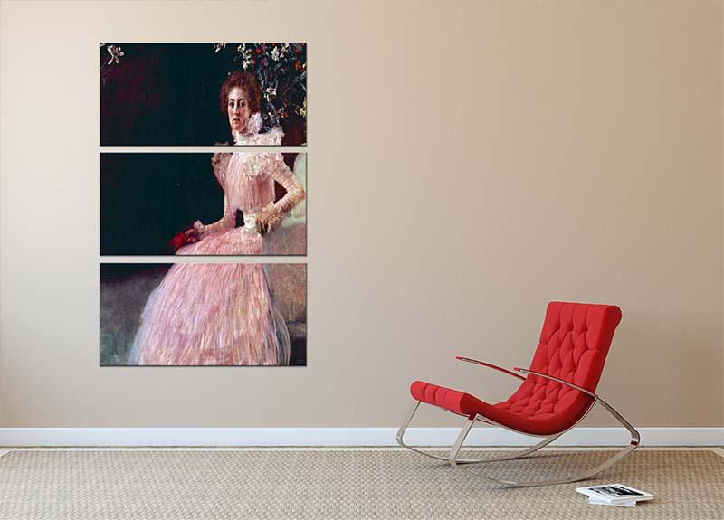 A stunning 3-panel canvas print featuring Sonja Knips by Klimt, showcasing intricate details and vibrant colors.