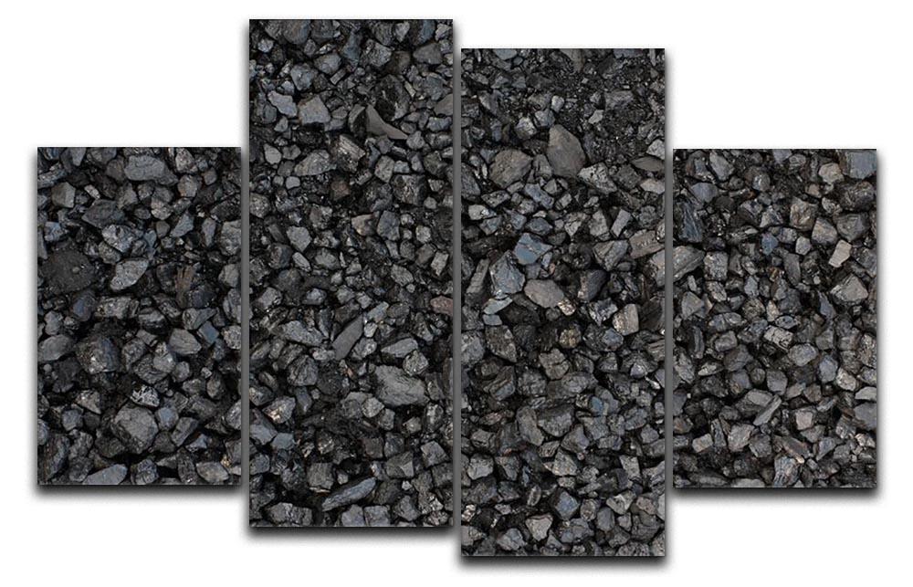 A 4-split canvas artwork featuring a detailed pile of coal texture, showcasing depth and industrial elegance.