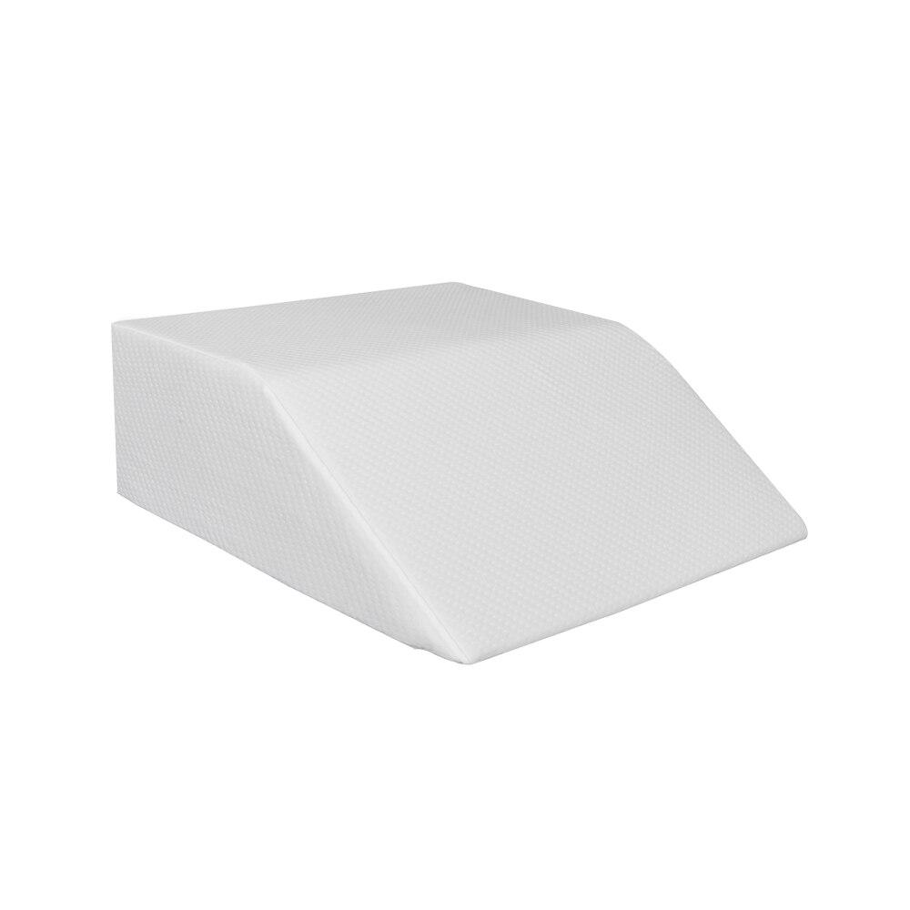 Pillow for Legs Sleep Restoration featuring a trapezoid shape, made from memory foam with a soft polyester knit cover, ideal for leg support.