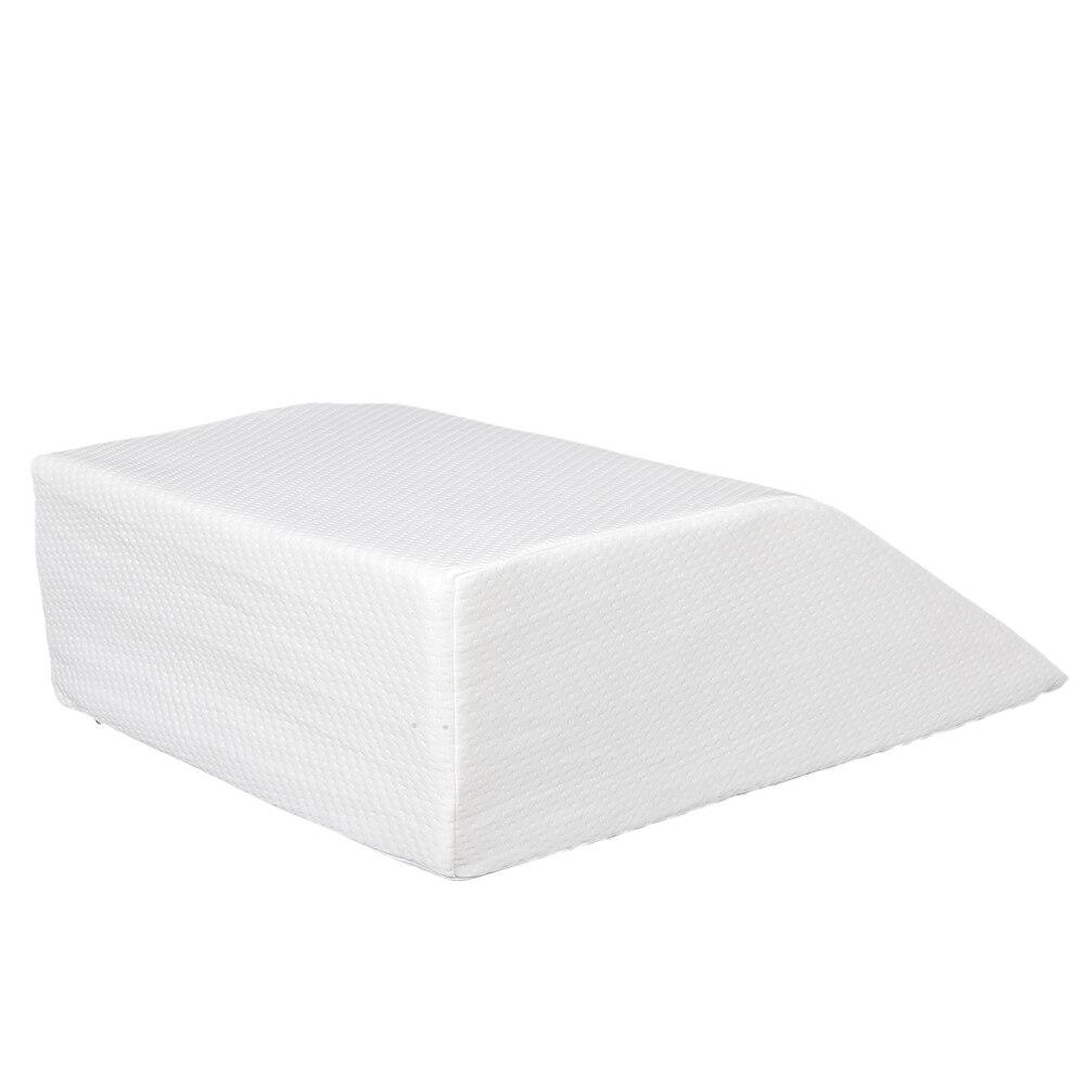 Pillow for Legs Sleep Restoration featuring a trapezoid shape, made from memory foam with a soft polyester knit cover, ideal for leg support.