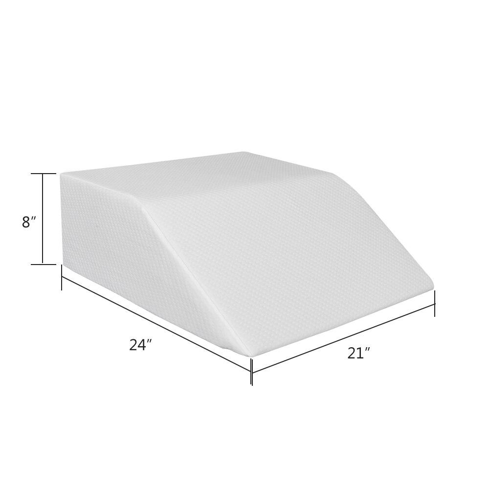 Pillow for Legs Sleep Restoration featuring a trapezoid shape, made from memory foam with a soft polyester knit cover, ideal for leg support.