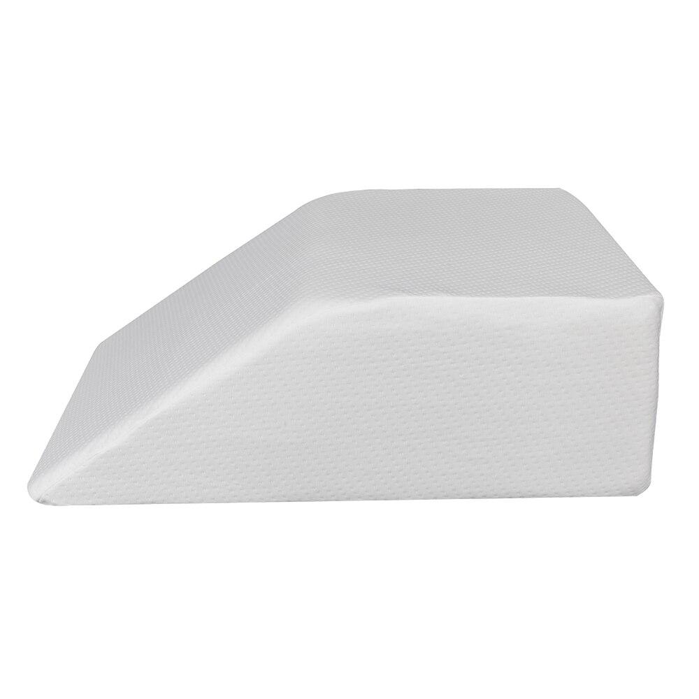 Pillow for Legs Sleep Restoration featuring a trapezoid shape, made from memory foam with a soft polyester knit cover, ideal for leg support.