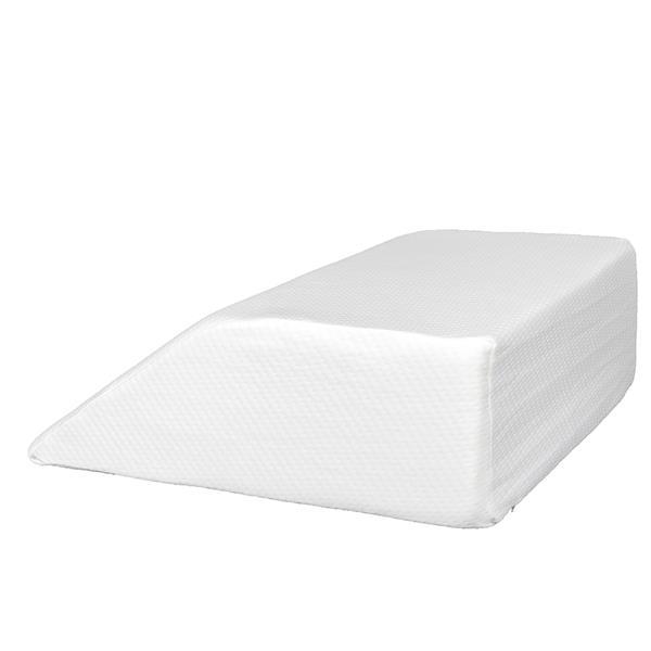 Pillow for Legs Sleep Restoration featuring a trapezoid shape, made from memory foam with a soft polyester knit cover, ideal for leg support.