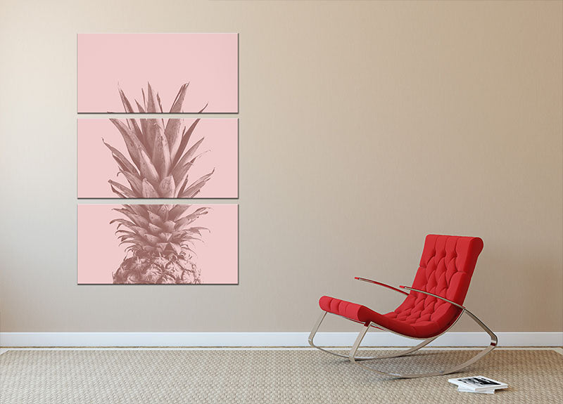 Pinapple Pink 05 3 Split Panel Canvas Print featuring vibrant colors and a modern design across three panels.