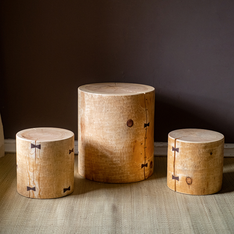 Pine Wood Pedestal Table showcasing natural wood grain and elegant design, perfect for side use in any room.