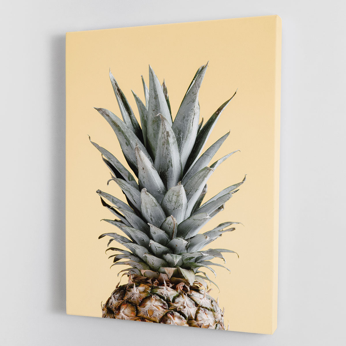 Pineapple Yellow 04 canvas print featuring a vibrant pineapple design on a bright yellow background, perfect for home decor.