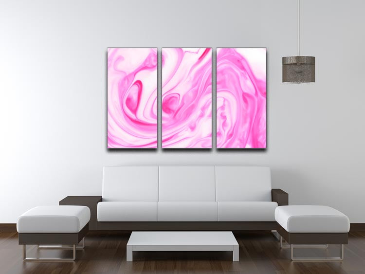 Pink Abstract Swirl 3 Split Panel Canvas Print showcasing elegant abstract design in soft pink tones.