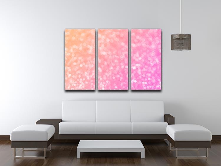 Three-panel canvas print featuring pink glitter abstract design, perfect for holiday decor.
