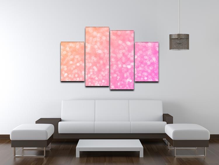 A vibrant pink glitter abstract artwork divided into four panels, creating a festive and modern look for Christmas decor.