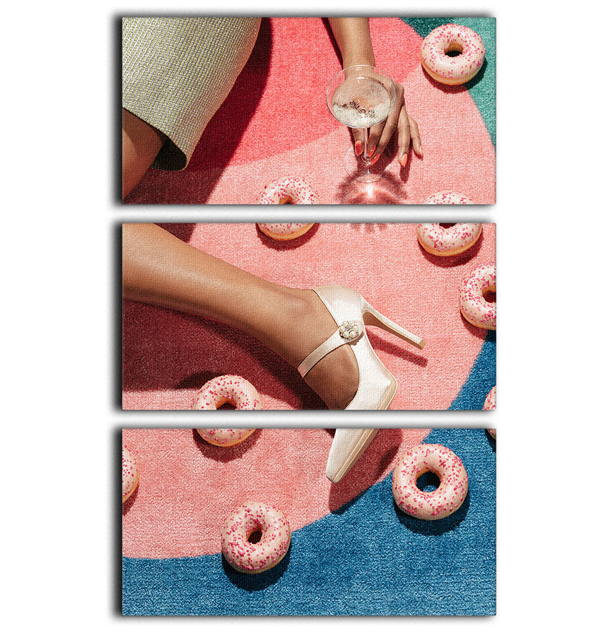 Pink Picnic #02 3 Split Panel Canvas Print featuring vibrant colors and elegant design, perfect for home or office decor.