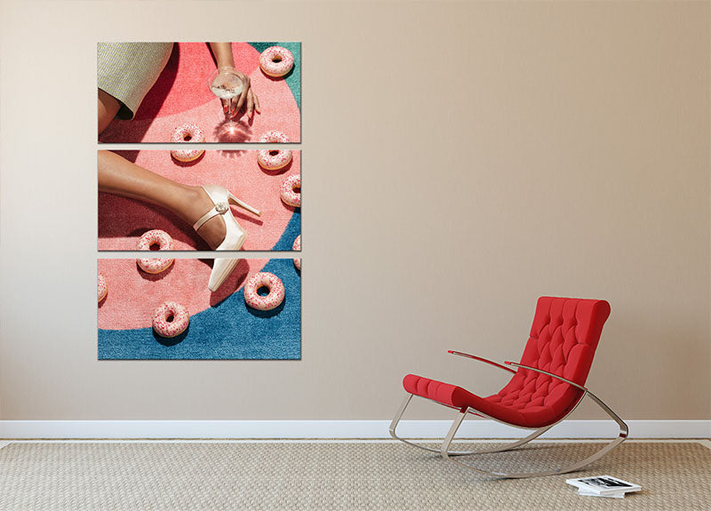 Pink Picnic #02 3 Split Panel Canvas Print featuring vibrant colors and elegant design, perfect for home or office decor.