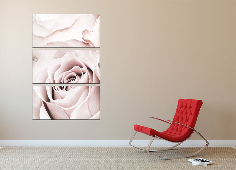 Pink Rose No 05 3 Split Panel Canvas Print showcasing vibrant pink roses on a stylish canvas.