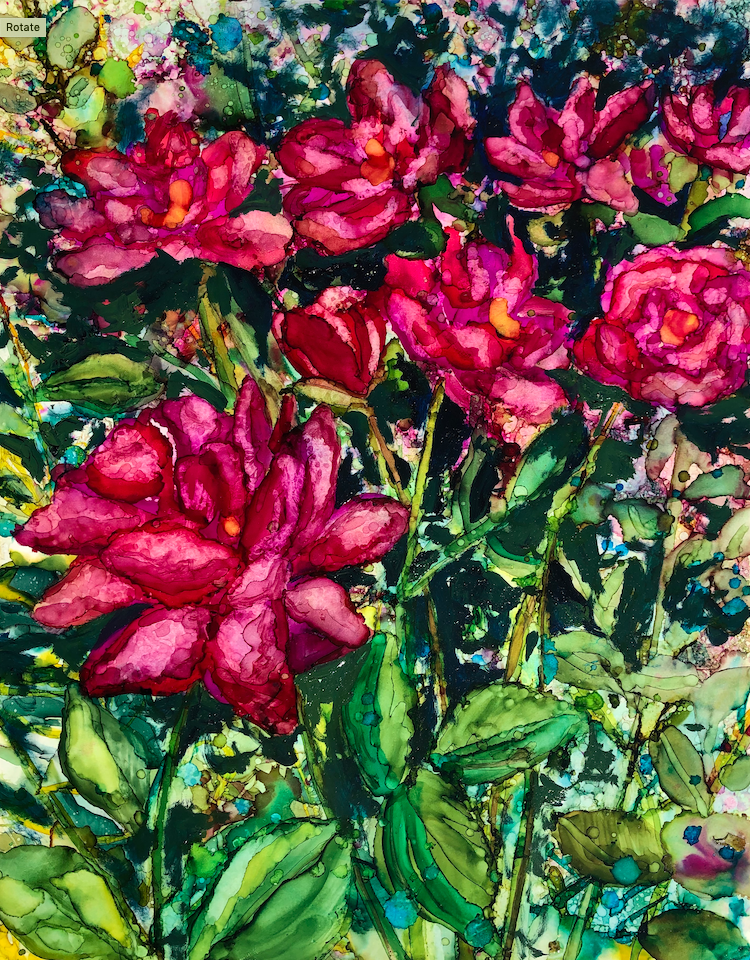 A vibrant print of pink roses showcasing delicate details and soothing colors, perfect for home decor.
