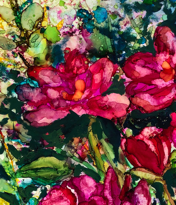 A vibrant print of pink roses showcasing delicate details and soothing colors, perfect for home decor.