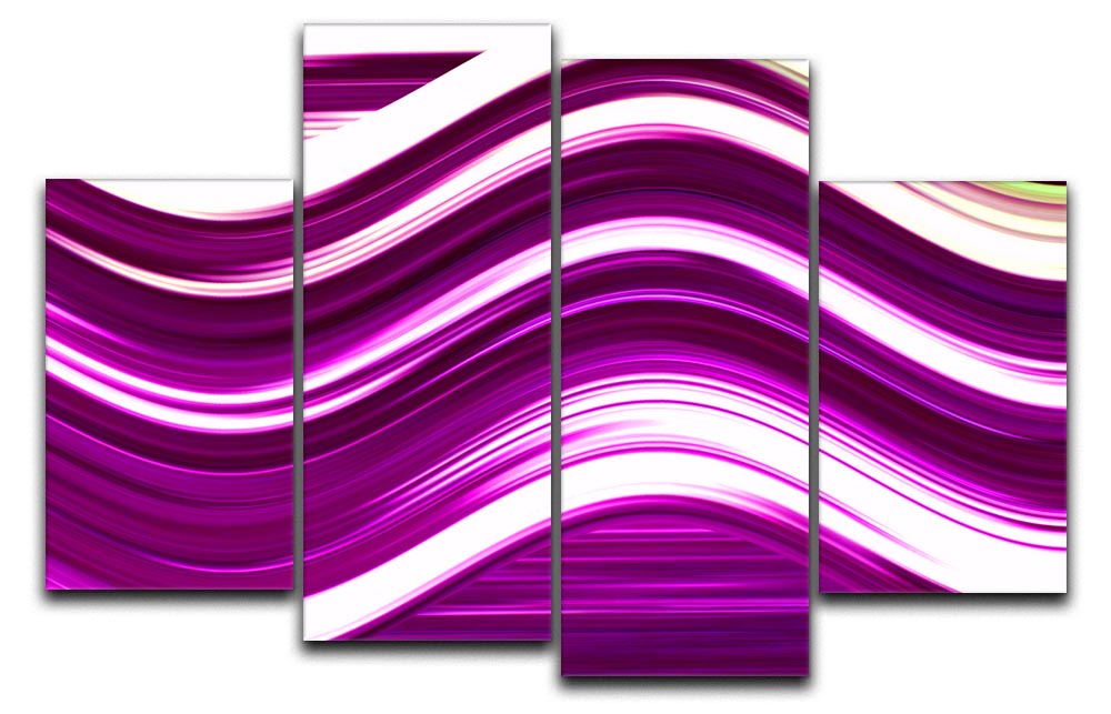 A vibrant Pink Wave 4 Split Panel Canvas artwork featuring flowing pink waves across four separate panels, creating a dynamic visual effect.