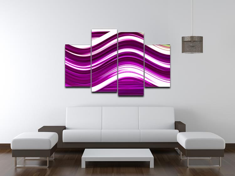 A vibrant Pink Wave 4 Split Panel Canvas artwork featuring flowing pink waves across four separate panels, creating a dynamic visual effect.