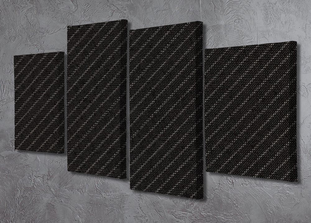 A modern 4-split canvas artwork featuring a sophisticated pinstripe suit fabric design, elegantly displayed in a stylish room.