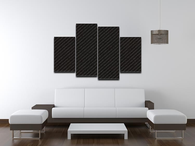 A modern 4-split canvas artwork featuring a sophisticated pinstripe suit fabric design, elegantly displayed in a stylish room.