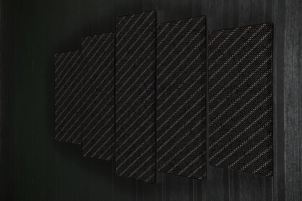 A stylish 5-split canvas artwork featuring pinstripe suit fabric, creating a sophisticated and modern decor piece.