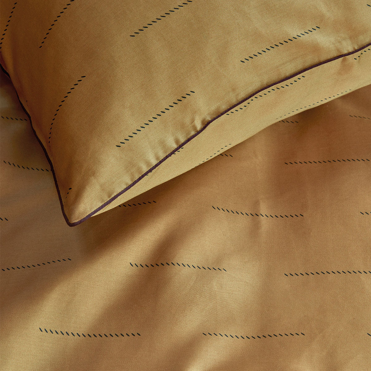 PIP Studio Blurred Lines Yellow Cotton Sateen Quilt Cover Set King featuring diagonal stripes and soft cotton fabric.