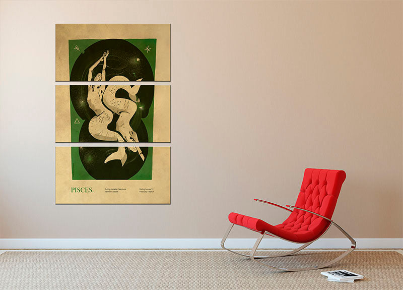 Pisces Celestial Dreams Poster 3 Split Panel Canvas Print showcasing a stunning celestial design across three panels.